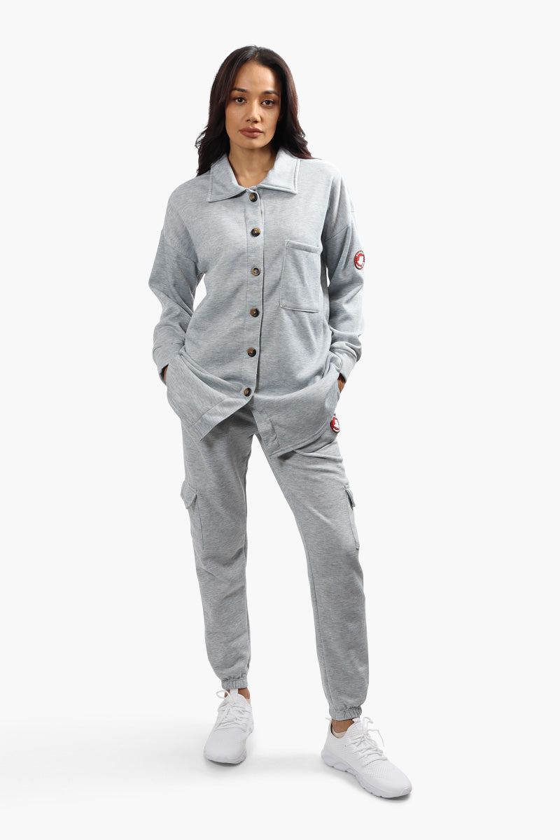 Canada Weather Gear Solid Front Pocket Shacket - Grey - Womens Shirts & Blouses - Fairweather