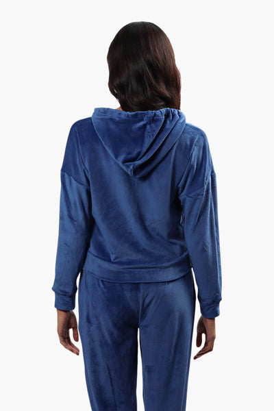 Mikk Velour Front Zip Hoodie - Blue - Womens Hoodies & Sweatshirts - Fairweather