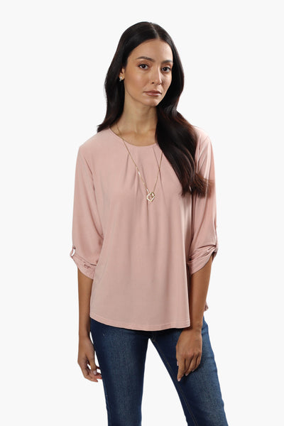 International INC Company Solid Roll Up Sleeve Blouse - Blush - Womens Shirts & Blouses - Fairweather