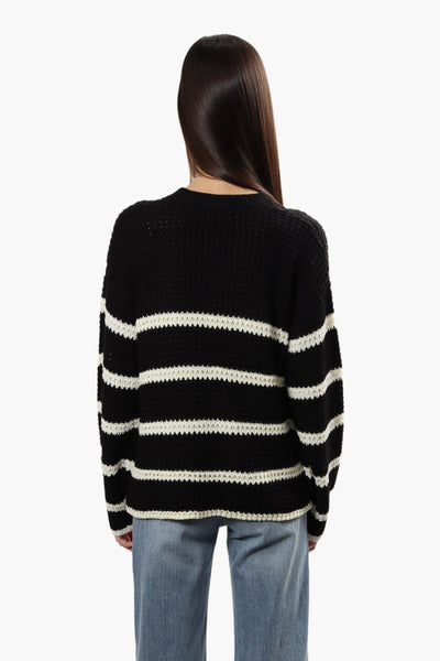Striped Crewneck Pullover Sweater - Black - Womens Pullover Sweaters - Fairweather