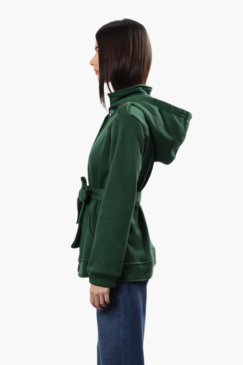 Fahrenheit Front Button Belted Lightweight Jacket - Green - Womens Lightweight Jackets - Fairweather