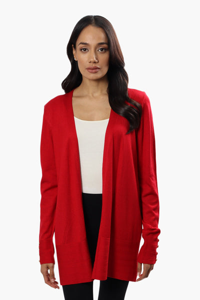 Beechers Brook Long Sleeve Open Front Cardigan - Red - Womens Cardigans - Fairweather