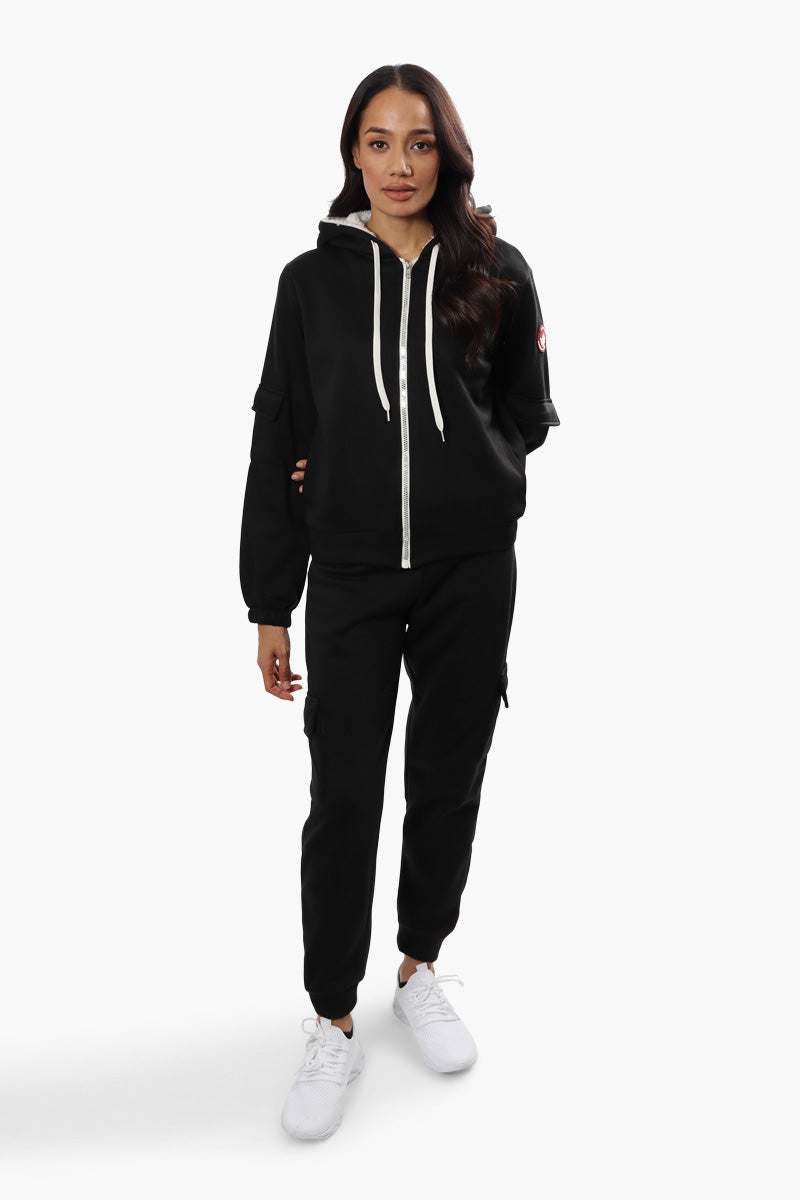 Canada Weather Gear Pocket Sleeve Sherpa Hoodie - Black - Womens Hoodies & Sweatshirts - Fairweather