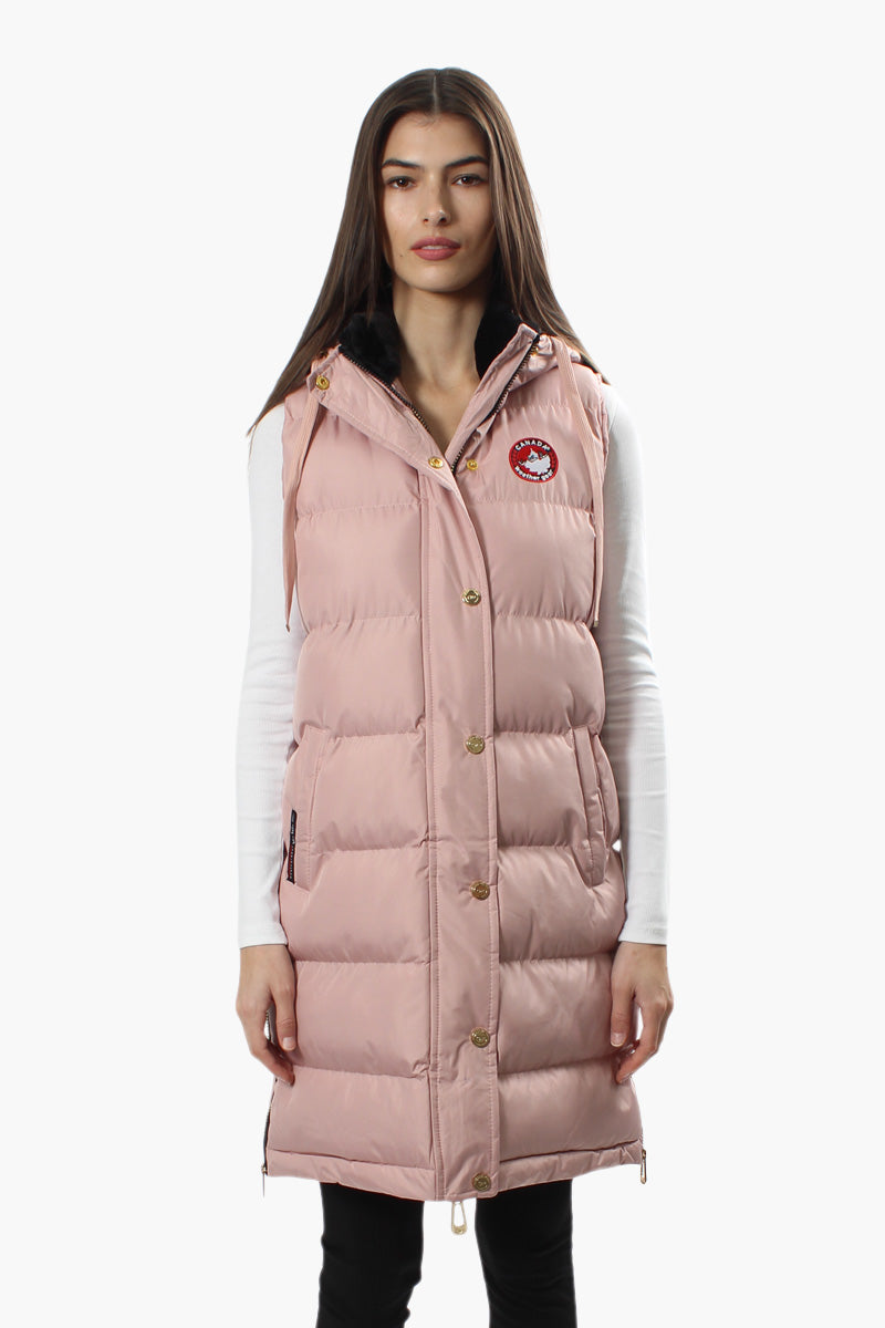 Canada Weather Gear Side Zip Long Puffer Vest - Pink - Womens Vests - Fairweather