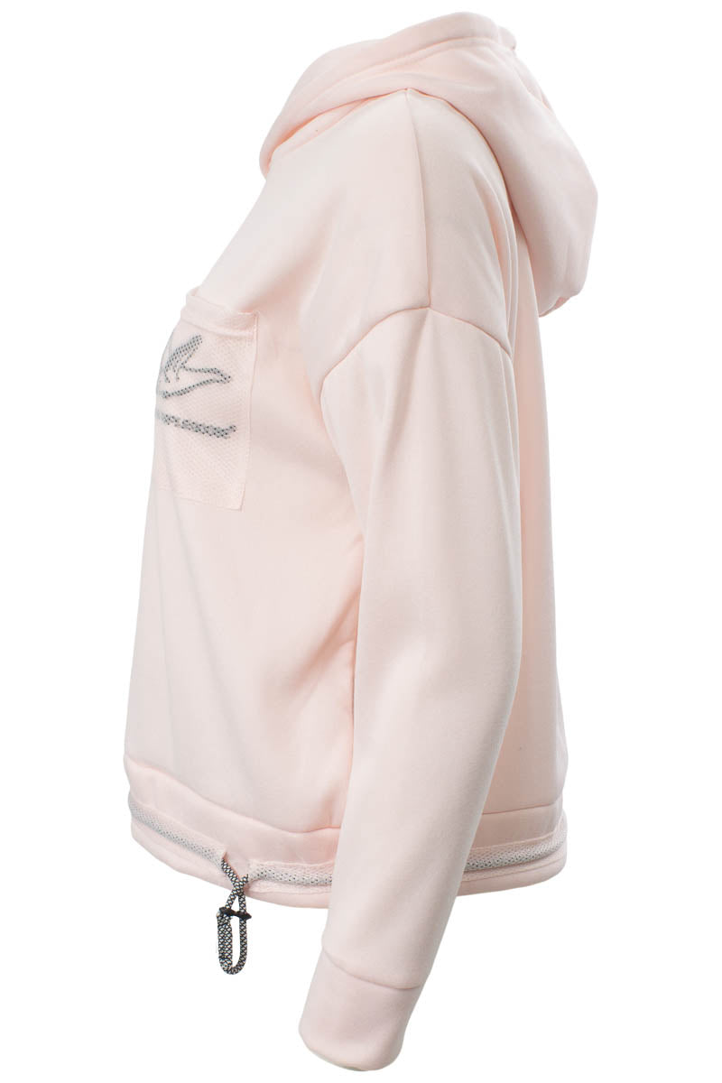 Super Triple Goose Solid Mesh Detail Hoodie - Blush - Womens Hoodies & Sweatshirts - Fairweather