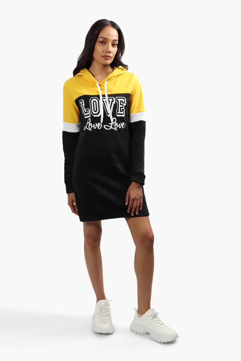 Fahrenheit Love Print Tunic Hoodie - Yellow - Womens Hoodies & Sweatshirts - Fairweather