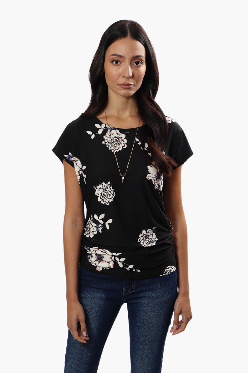 Beechers Brook Floral Side Cinched Shirt - Black - Womens Shirts & Blouses - Fairweather