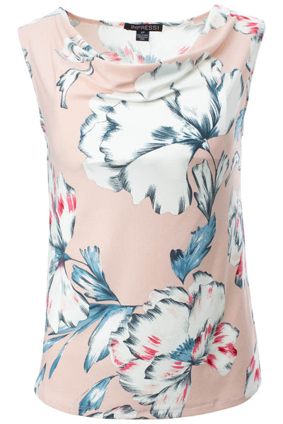 Floral Cowl Neck Tank Top - Blush - Womens Tees & Tank Tops - Fairweather