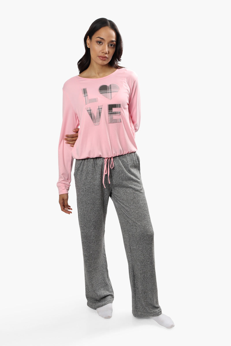 Cuddly Canuckies Plaid Love Print Pajama Top - Pink - Womens Pajamas - Fairweather