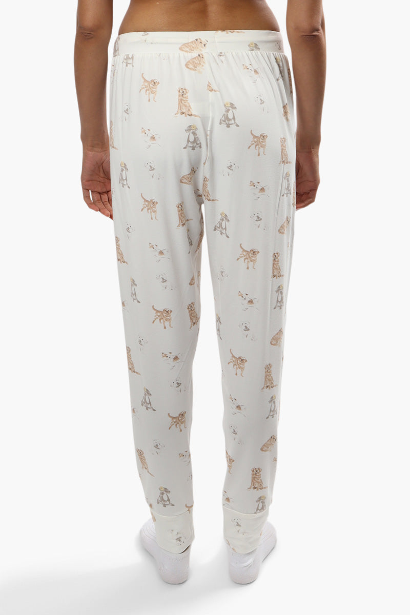 Cuddly Canuckies Dog Print Pajama Pants - White - Womens Pajamas - Fairweather