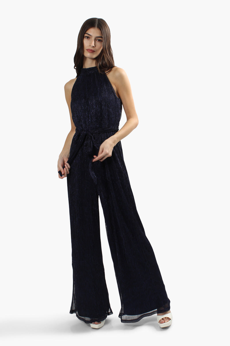 Limite Sleeveless Belted Jumpsuit - Navy - Womens Jumpsuits & Rompers - Fairweather