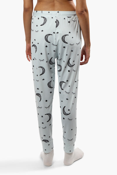 Cuddly Canuckies Moon Print Pajama Pants - Blue - Womens Pajamas - Fairweather