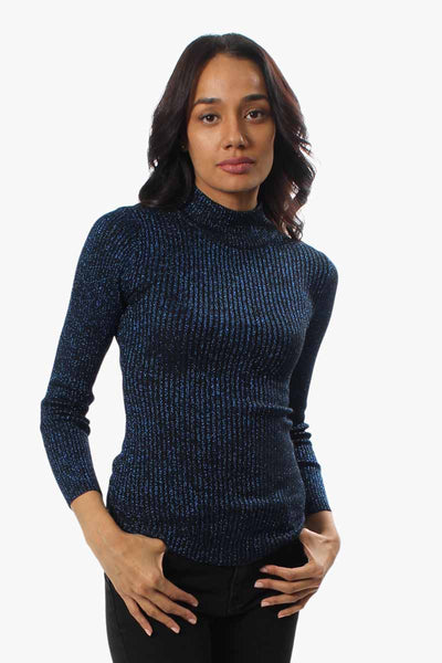 Limite Ribbed Mock Neck Pullover Sweater - Navy - Womens Pullover Sweaters - Fairweather