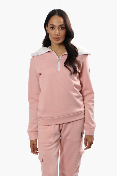 Canada Weather Gear Solid Half Zip Sweatshirt - Pink - Womens Hoodies & Sweatshirts - Fairweather