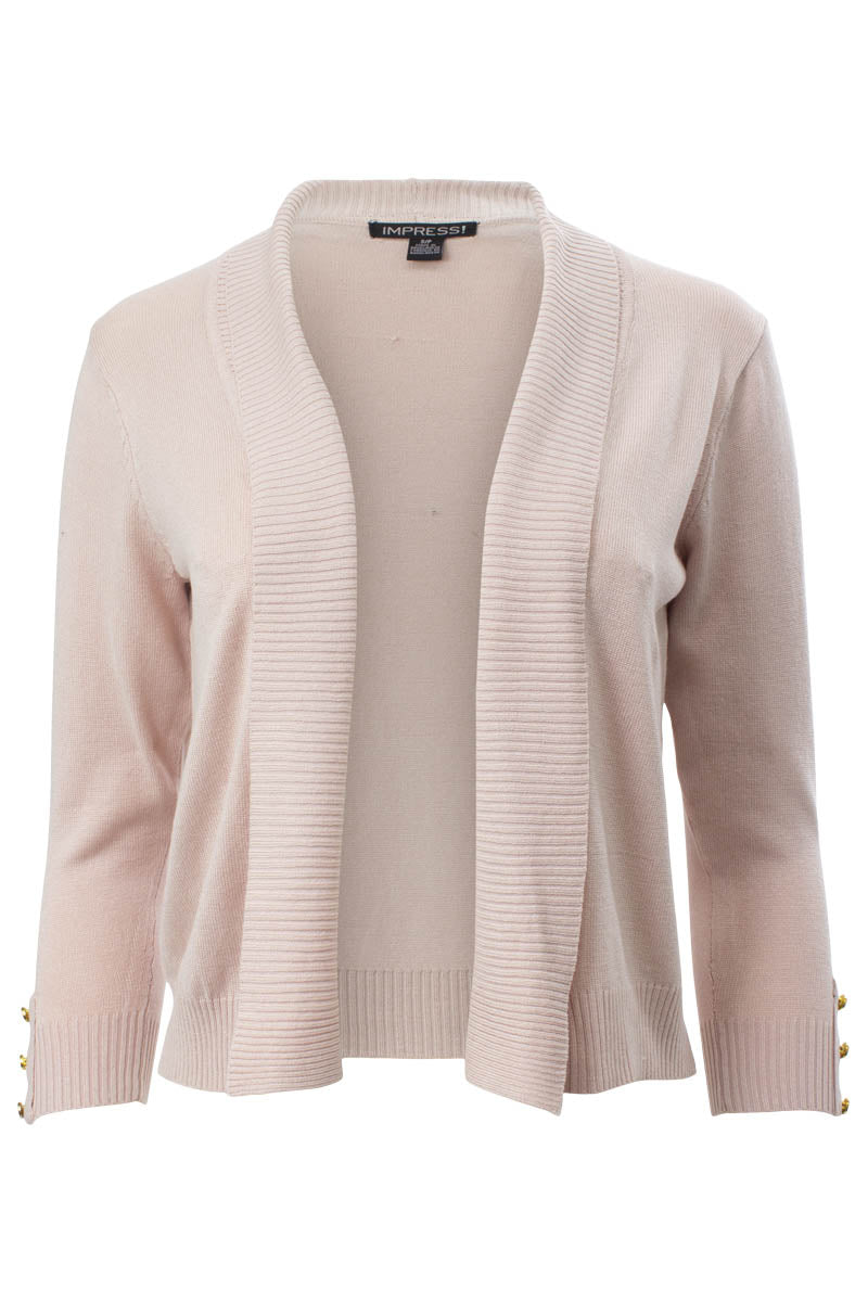 Solid Open Front 3/4 Sleeve Cardigan - Blush - Womens Cardigans - Fairweather
