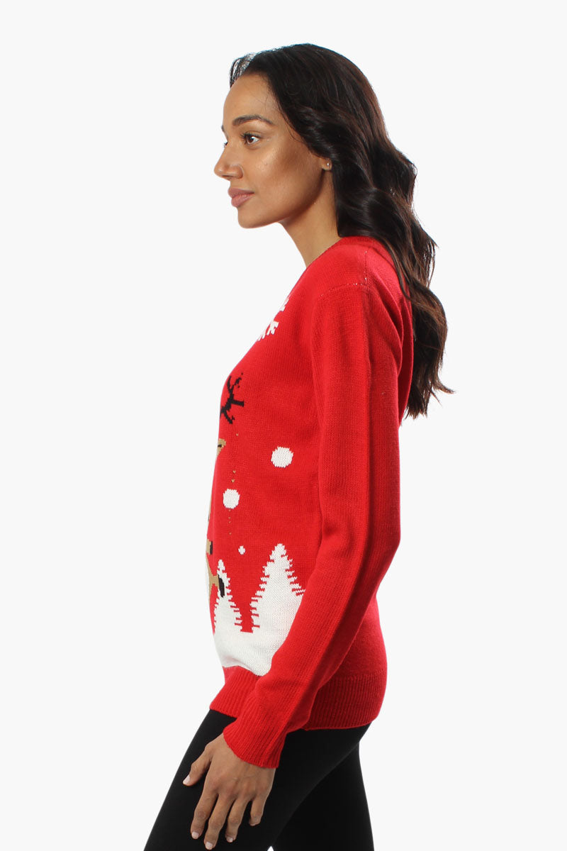 Ugly Christmas Sweater Reindeer Knit Christmas Sweater - Red - Womens Christmas Sweaters - Fairweather