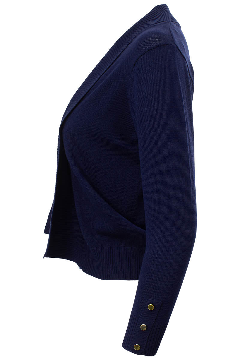 Solid Open Front 3/4 Sleeve Cardigan - Navy - Womens Cardigans - Fairweather
