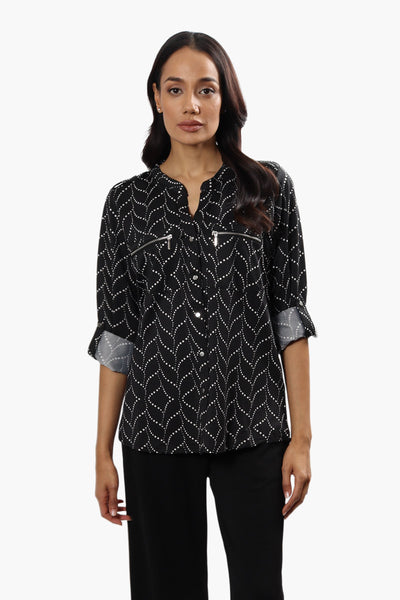 Beechers Brook Patterned Button Up Shirt - Black - Womens Shirts & Blouses - Fairweather