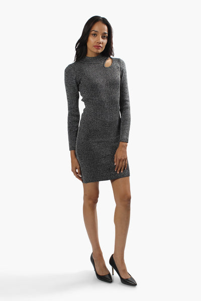Limite Ribbed Long Sleeve Sweater Dress - Grey - Womens Sweater Dresses - Fairweather