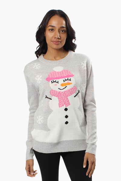 Ugly Christmas Sweater Snowman Knit Christmas Sweater - Grey - Womens Christmas Sweaters - Fairweather