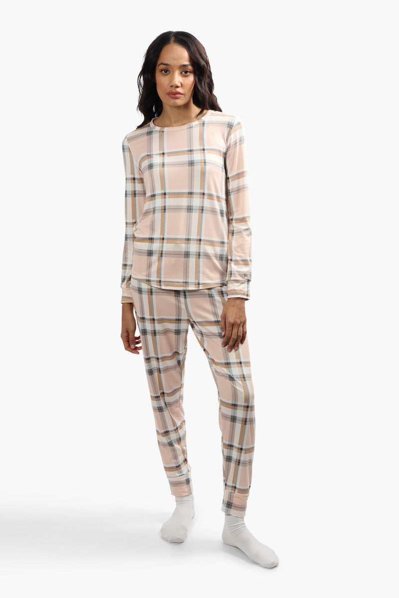 Cuddly Canuckies Plaid Print Pajama Pants - Blush - Womens Pajamas - Fairweather