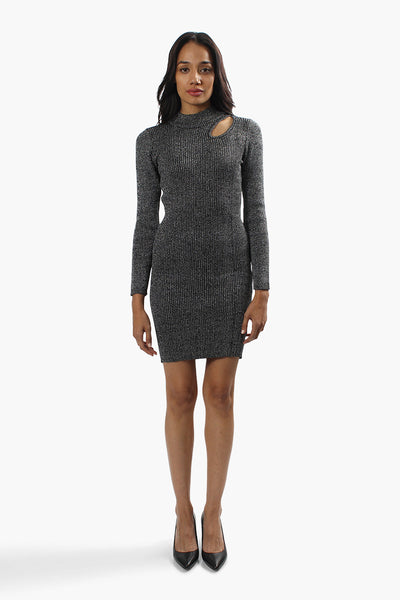 Limite Ribbed Long Sleeve Sweater Dress - Grey - Womens Sweater Dresses - Fairweather