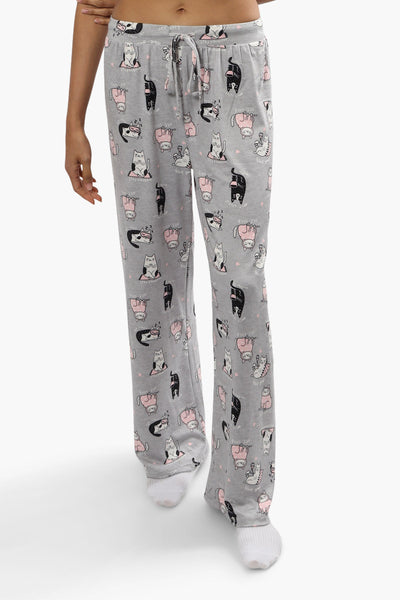 Cuddly Canuckies Feline Fine Print Pajama Pants - Grey - Womens Pajamas - Fairweather