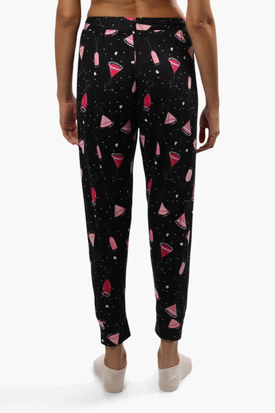 Cuddly Canuckies Glass Print Pajama Pants - Black - Womens Pajamas - Fairweather