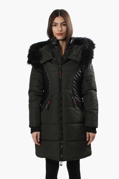 Canada Weather Gear Vegan Leather Insert Parka Jacket - Olive - Womens Parka Jackets - Fairweather