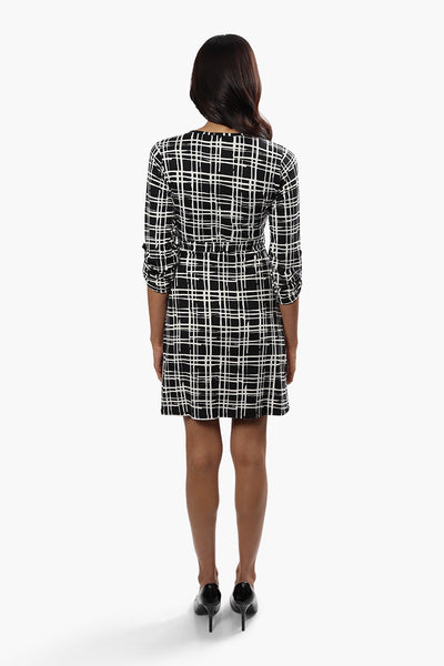 Majora Patterned Crossover Day Dress - Black - Womens Day Dresses - Fairweather