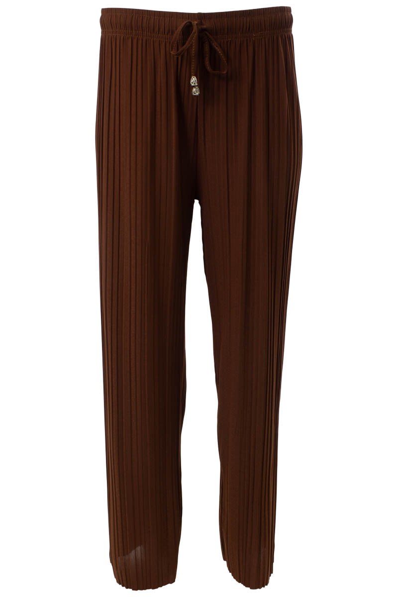 Solid Tie Waist Crinkle Pants - Rust - Womens Pants - Fairweather