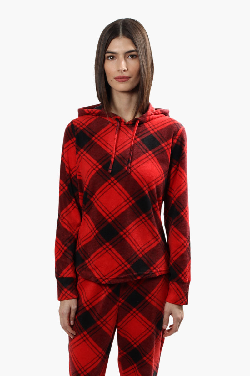 Canada Weather Gear Plush Hooded Pajama Top - Red - Womens Pajamas - Fairweather