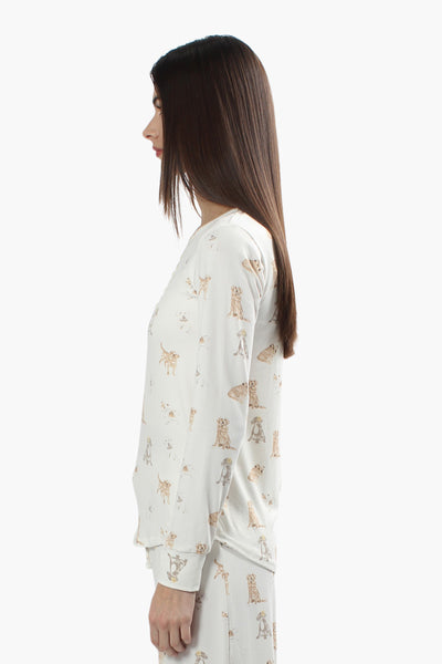Canada Weather Gear Dog Print Pajama Top - White - Womens Pajamas - Fairweather