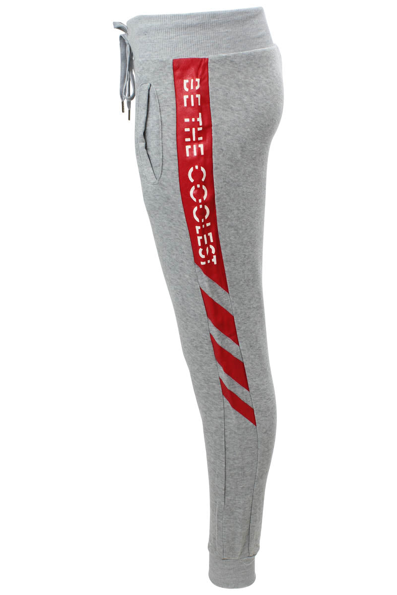 New Look Be The Coolest Side Print Joggers - Grey - Womens Joggers & Sweatpants - Fairweather