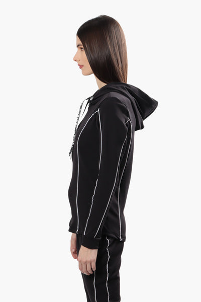 Canada Weather Gear Front Zip Piping Detail Hoodie - Black - Womens Hoodies & Sweatshirts - Fairweather