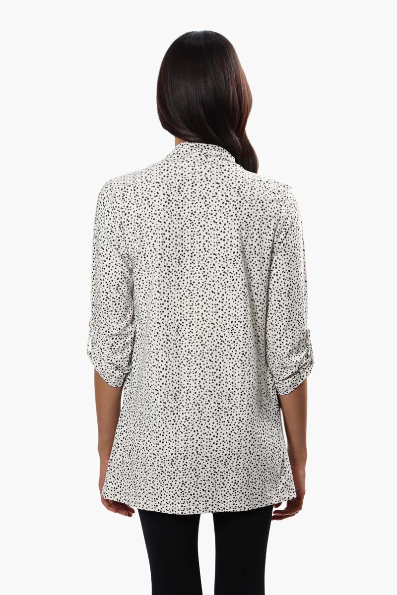 International INC Company Patterned Roll Up Sleeve Cardigan - White - Womens Cardigans - Fairweather