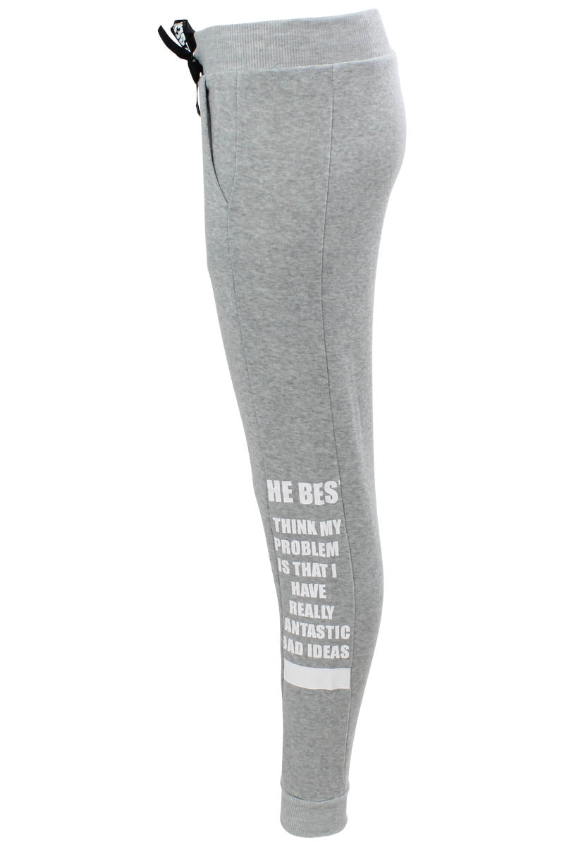 New Look Solid Side Print Sweatpants - Grey - Womens Joggers & Sweatpants - Fairweather
