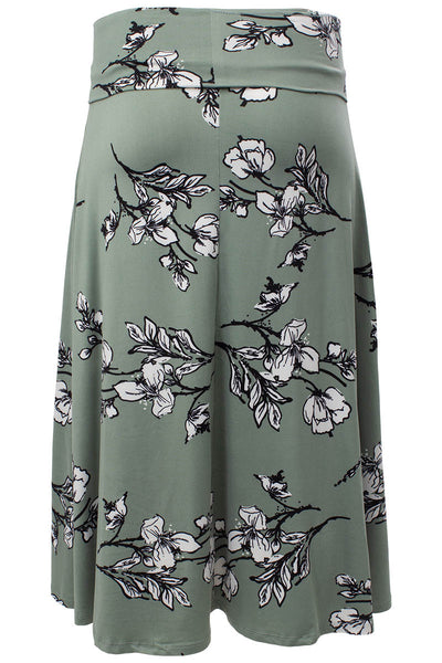 Floral Foldover Waist Midi Skirt - Mint - Womens Skirts - Fairweather