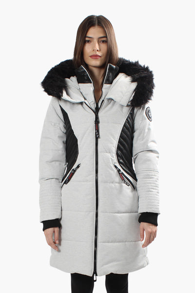 Canada Weather Gear Vegan Leather Insert Parka Jacket - Grey - Womens Parka Jackets - Fairweather