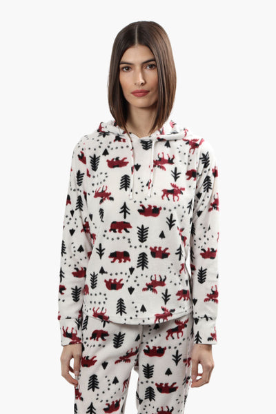 Canada Weather Gear Plush Hooded Pajama Top - White - Womens Pajamas - Fairweather