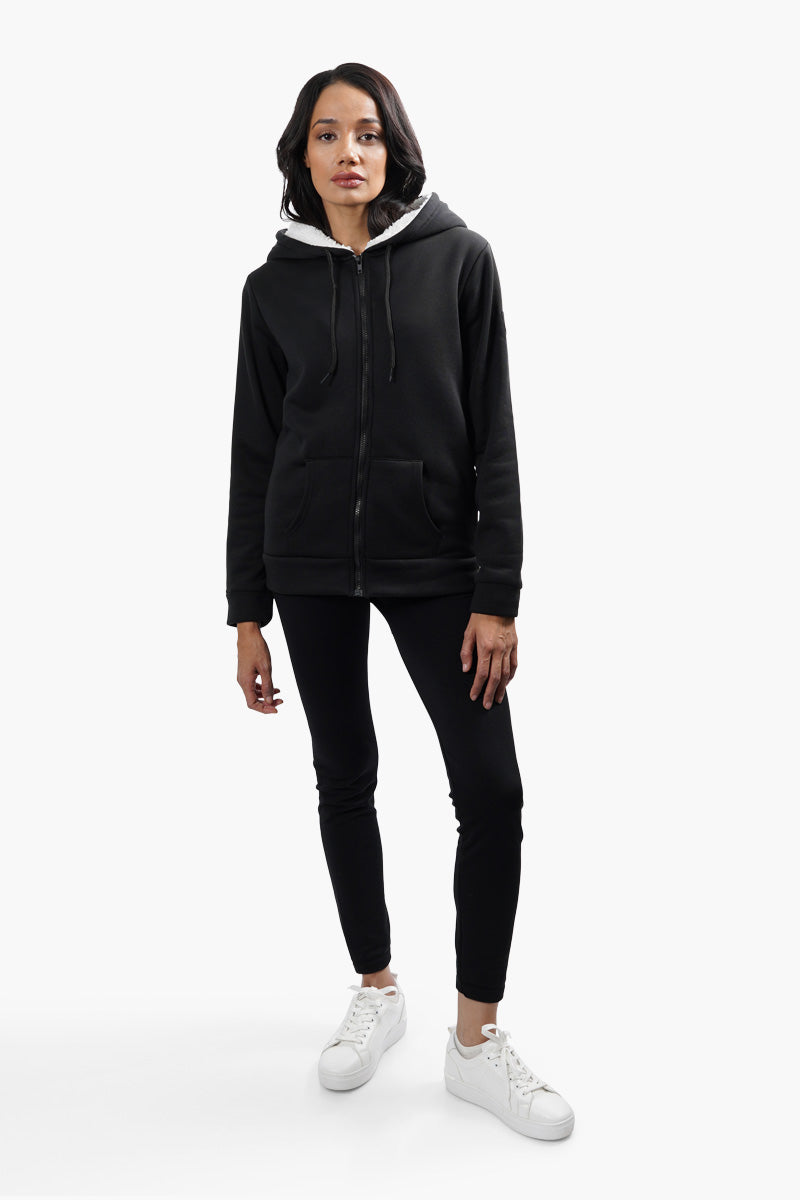 Fahrenheit Sherpa Lined Front Zip Hoodie - Black - Womens Hoodies & Sweatshirts - Fairweather