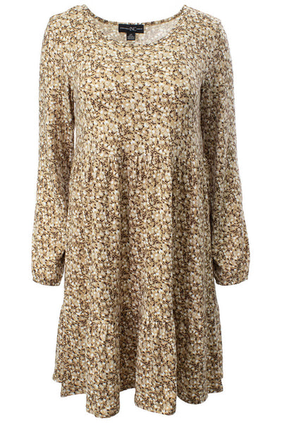 Floral Pattern Scoop Neck Day Dress - Cream - Womens Day Dresses - Fairweather