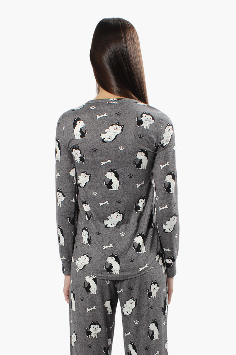 Canada Weather Gear Dog Print Pajama Top - Grey - Womens Pajamas - Fairweather