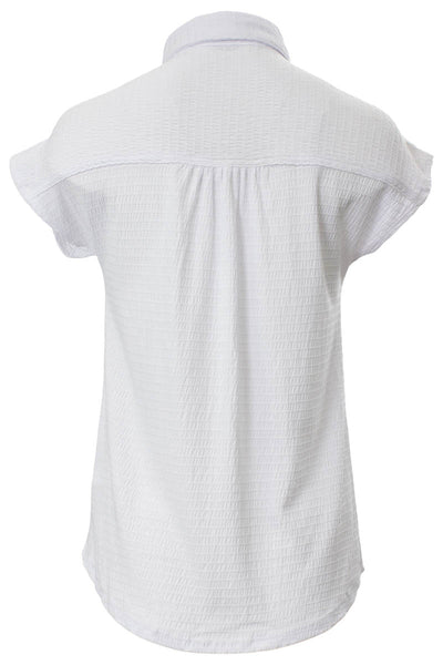 Solid Cap Sleeve Placket Shirt - White - Womens Shirts & Blouses - Fairweather