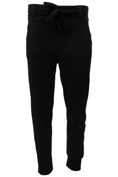 Solid Belted Jogger Pants - Black - Womens Pants - Fairweather