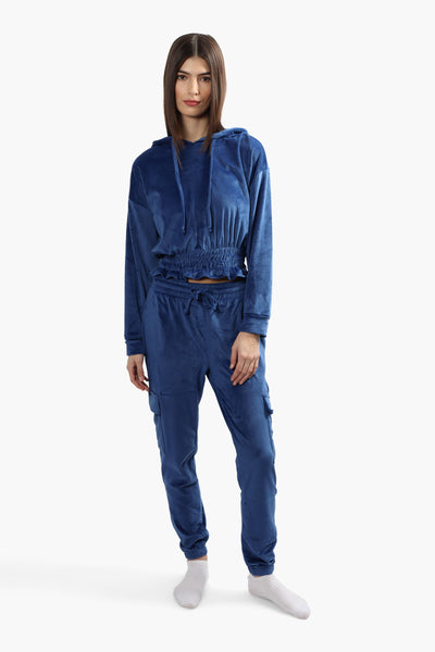 Mikk Cropped Cinched Waist Pullover Hoodie - Blue - Womens Hoodies & Sweatshirts - Fairweather