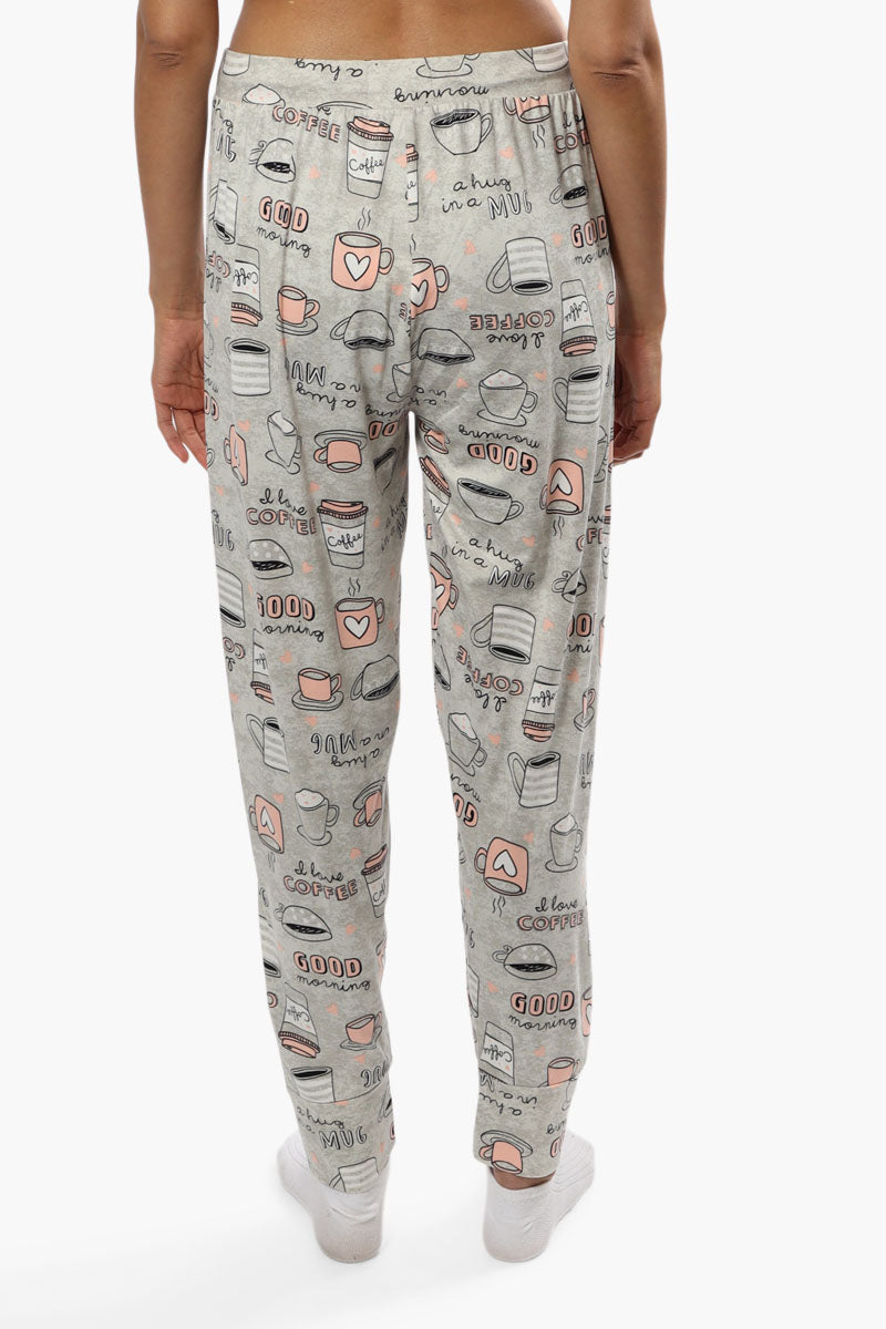 Cuddly Canuckies Coffee Print Pajama Pants - Grey - Womens Pajamas - Fairweather