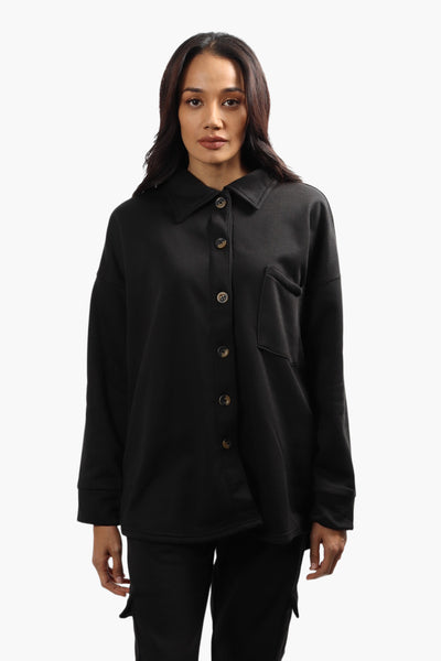 Canada Weather Gear Solid Front Pocket Shacket - Black - Womens Shirts & Blouses - Fairweather