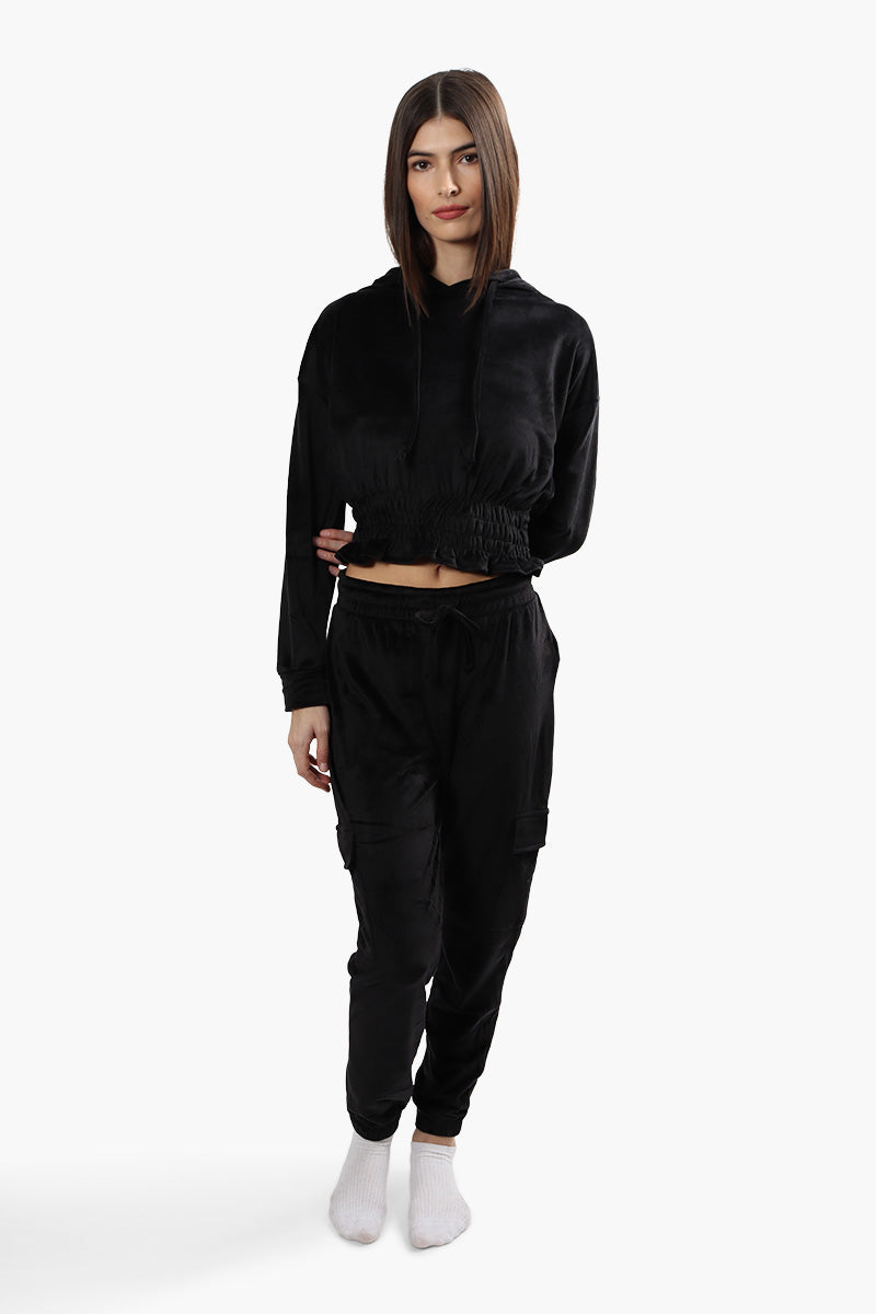 Mikk Cropped Cinched Waist Pullover Hoodie - Black - Womens Hoodies & Sweatshirts - Fairweather