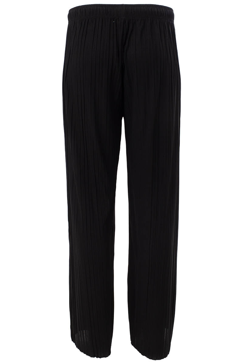 Solid Tie Waist Crinkle Pants - Black - Womens Pants - Fairweather